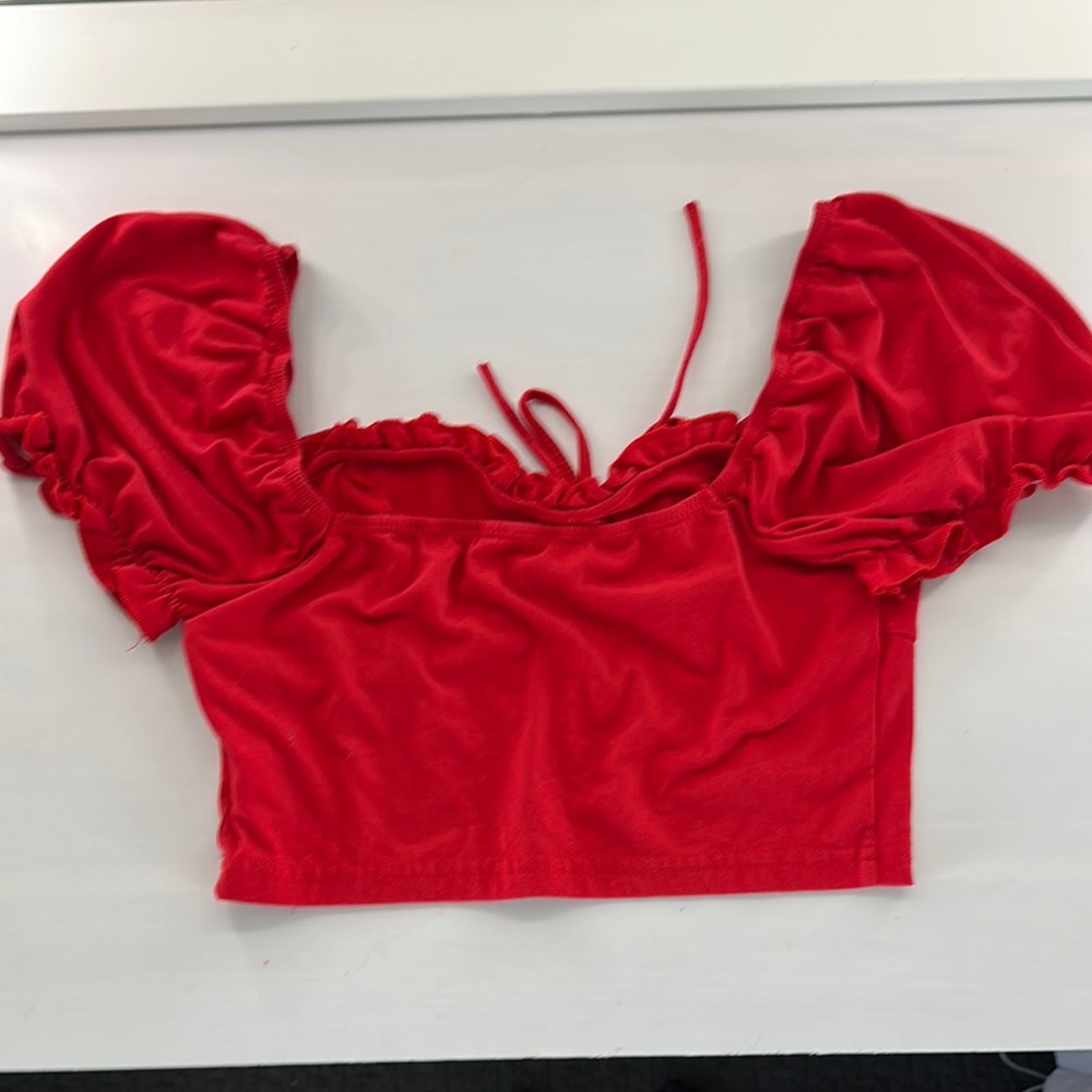 Red Ruffled Off-Shoulder Top - Picture 2 of 2